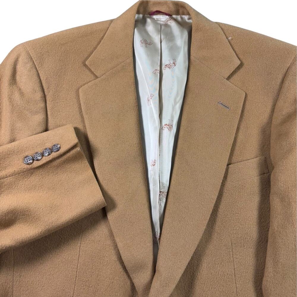 VTG Jos A Bank Camel Hair Blazer Men 42R Beige Sport Coat Jacket 90s Made in USA